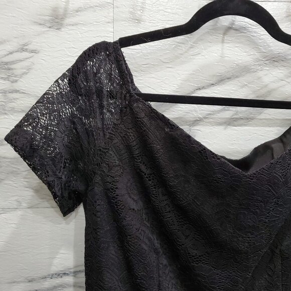 MllesReve Cocktail Party Dress Women Size XL Black Vintage Floral Lace Hi Low - Picture 2 of 11